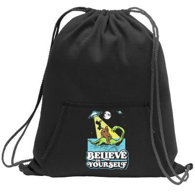 Believe In Yourself Funny Bigfoot Nessie Ufo Alien Unicorns Sweatshirt Cinch Pack Bag