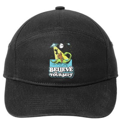 Believe In Yourself Funny Bigfoot Nessie Ufo Alien Unicorns 7-Panel Snapback Hat