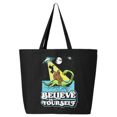 Believe In Yourself Funny Bigfoot Nessie Ufo Alien Unicorns 25L Jumbo Tote