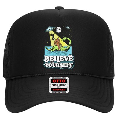 Believe In Yourself Funny Bigfoot Nessie Ufo Alien Unicorns Trucker Hat