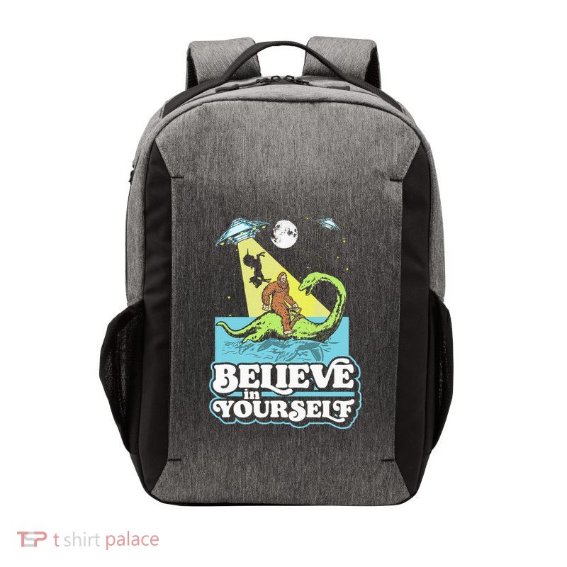 Believe In Yourself Funny Bigfoot Nessie Ufo Alien Unicorns Vector Backpack