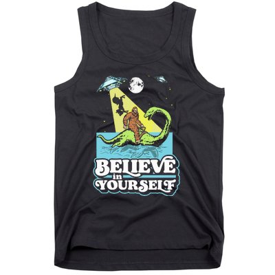 Believe In Yourself Funny Bigfoot Nessie Ufo Alien Unicorns Tank Top