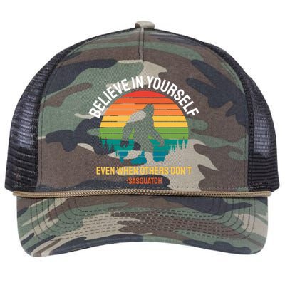 Believe In Yourself Even When Others DonT Funny Sasquatch Motivational Retro Rope Trucker Hat Cap