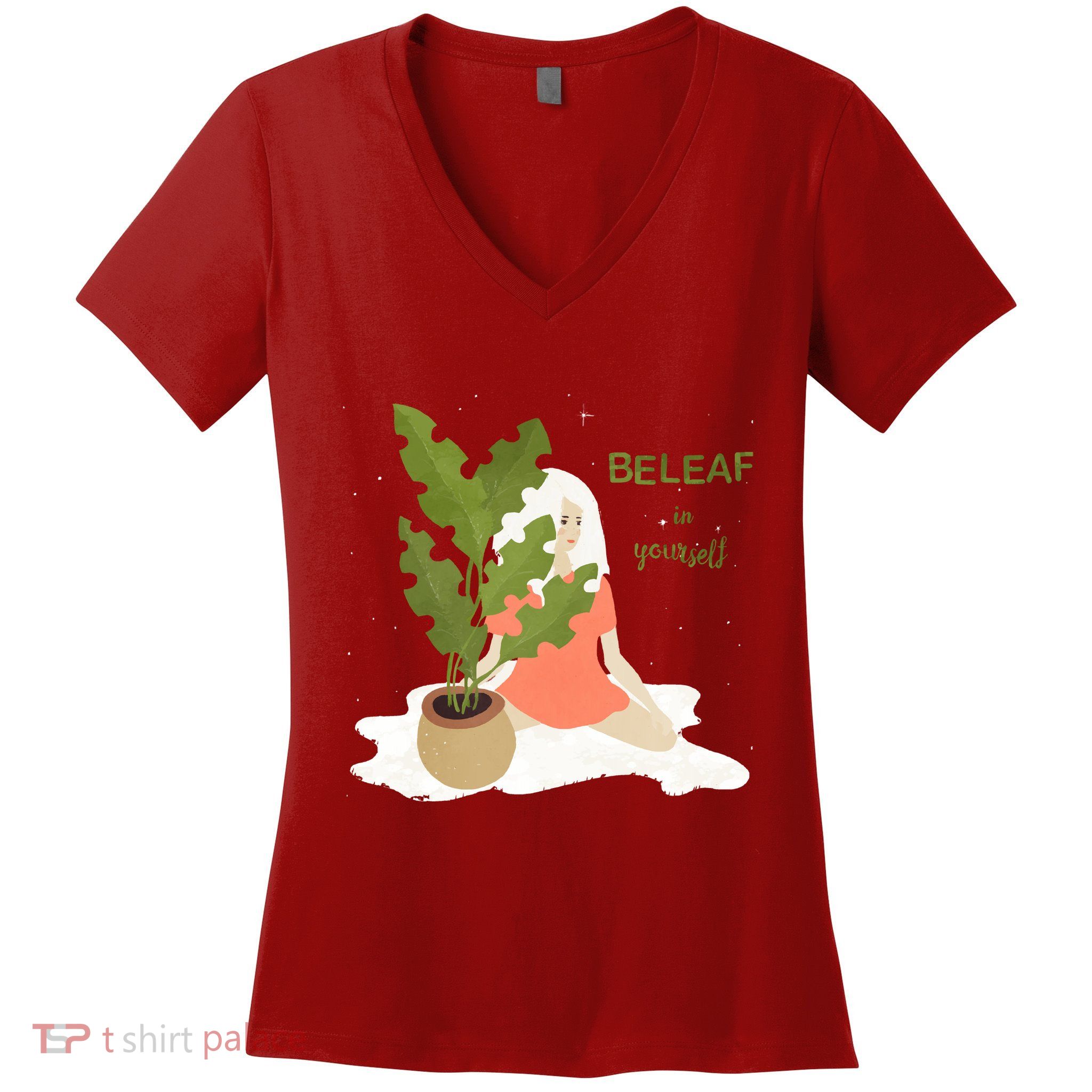 Beleaf In Yourself Women's V-Neck T-Shirt