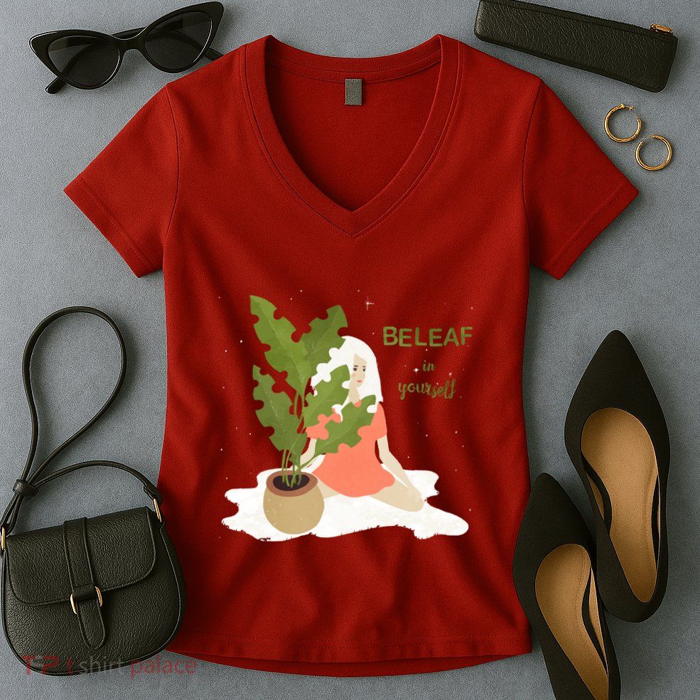 Beleaf In Yourself Women's V-Neck T-Shirt