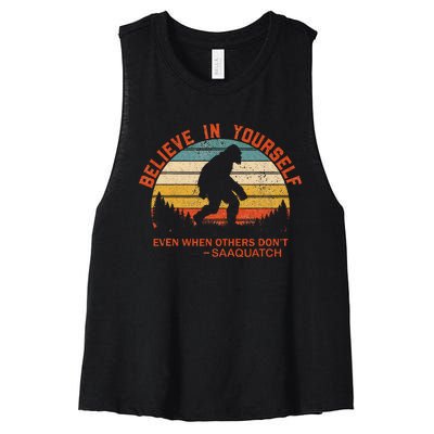 Believe In Yourself Sasquatch Motivational Quote Positive Women's Racerback Cropped Tank