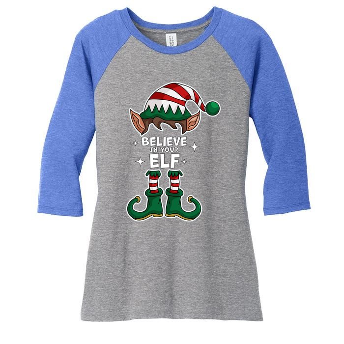 Believe In Your Gift Funny Christmas Matching Family Meaningful Gift Women's Tri-Blend 3/4-Sleeve Raglan Shirt