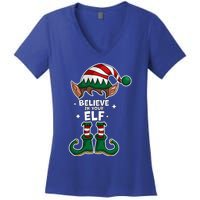 Believe In Your Gift Funny Christmas Matching Family Meaningful Gift Women's V-Neck T-Shirt