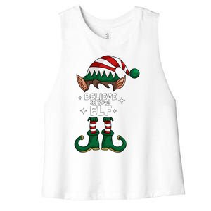 Believe In Your Gift Funny Christmas Matching Family Meaningful Gift Women's Racerback Cropped Tank