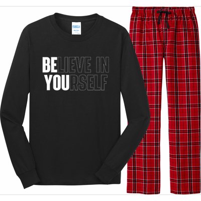 Believe In Yourself Motivational Quote Inspiration Positive Long Sleeve Pajama Set