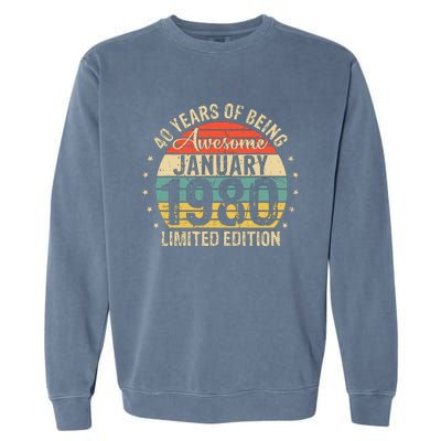 Born January 1980 Limited Edition Bday Gifts 40th Birthday Garment-Dyed Sweatshirt