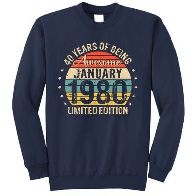 Born January 1980 Limited Edition Bday Gifts 40th Birthday Sweatshirt