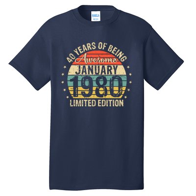 Born January 1980 Limited Edition Bday Gifts 40th Birthday Tall T-Shirt