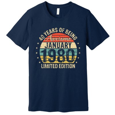 Born January 1980 Limited Edition Bday Gifts 40th Birthday Premium T-Shirt