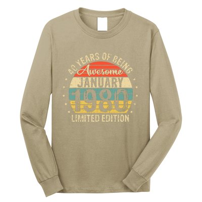 Born January 1980 Limited Edition Bday Gifts 40th Birthday Long Sleeve Shirt