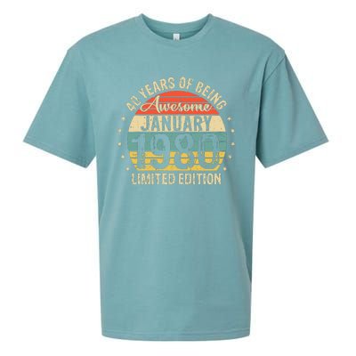 Born January 1980 Limited Edition Bday Gifts 40th Birthday Sueded Cloud Jersey T-Shirt