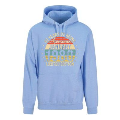 Born January 1980 Limited Edition Bday Gifts 40th Birthday Unisex Surf Hoodie