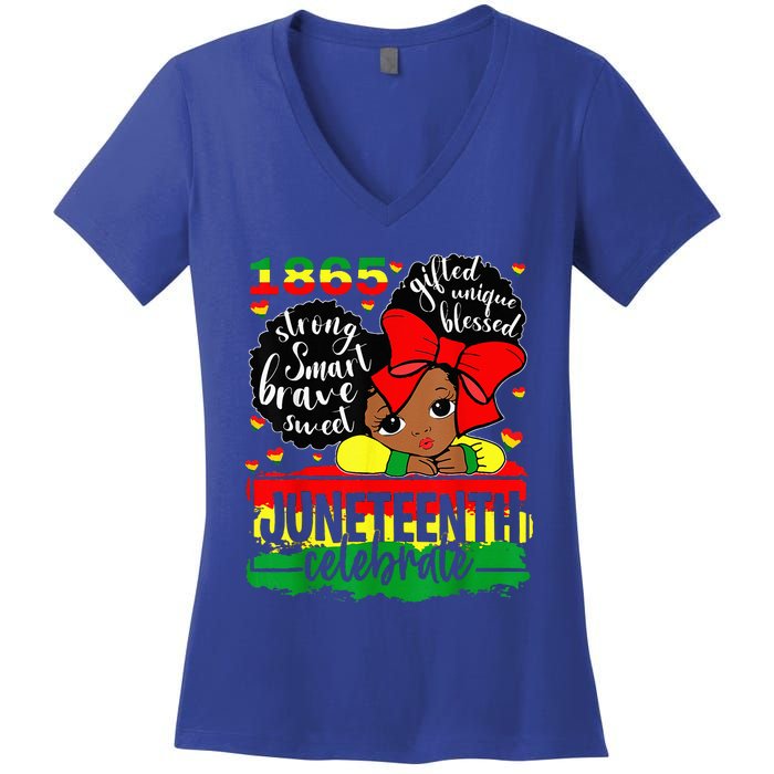 Black Juneteenth 1865 Celebrate Indepedence Day Women's V-Neck T-Shirt