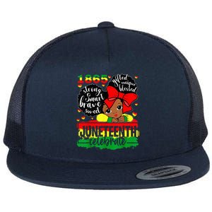 Black Juneteenth 1865 Celebrate Indepedence Day Flat Bill Trucker Hat