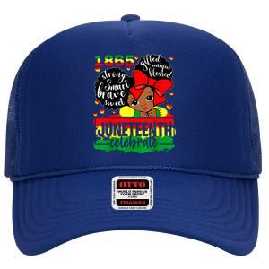 Black Juneteenth 1865 Celebrate Indepedence Day High Crown Mesh Back Trucker Hat