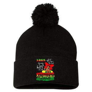 Black Juneteenth 1865 Celebrate Indepedence Day Pom Pom 12in Knit Beanie