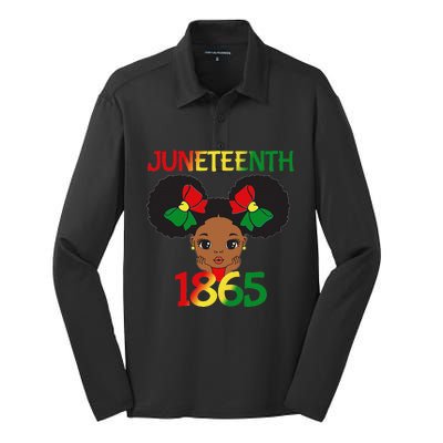 Black Juneteenth 1865 Celebration Silk Touch Performance Long Sleeve Polo