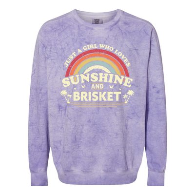 Briskegift Just A Who Loves Sunshine And Brisket Gift Colorblast Crewneck Sweatshirt