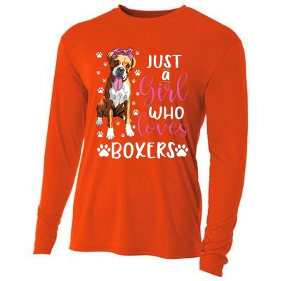 Boxer Just A Girl Who Loves Boxers Dogs Lover Girl Gift Cooling Performance Long Sleeve Crew