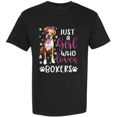 Boxer Just A Girl Who Loves Boxers Dogs Lover Girl Gift Garment-Dyed Heavyweight T-Shirt