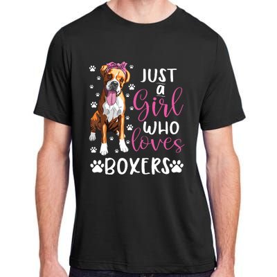 Boxer Just A Girl Who Loves Boxers Dogs Lover Girl Gift Adult ChromaSoft Performance T-Shirt