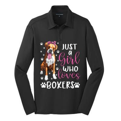 Boxer Just A Girl Who Loves Boxers Dogs Lover Girl Gift Silk Touch Performance Long Sleeve Polo