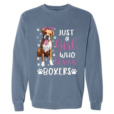 Boxer Just A Girl Who Loves Boxers Dogs Lover Girl Gift Garment-Dyed Sweatshirt