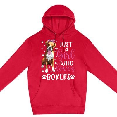 Boxer Just A Girl Who Loves Boxers Dogs Lover Girl Gift Premium Pullover Hoodie