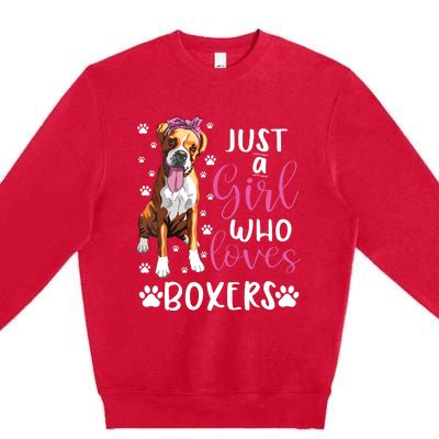 Boxer Just A Girl Who Loves Boxers Dogs Lover Girl Gift Premium Crewneck Sweatshirt