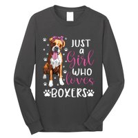 Boxer Just A Girl Who Loves Boxers Dogs Lover Girl Gift Long Sleeve Shirt