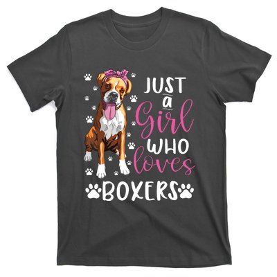 Boxer Just A Girl Who Loves Boxers Dogs Lover Girl Gift T-Shirt