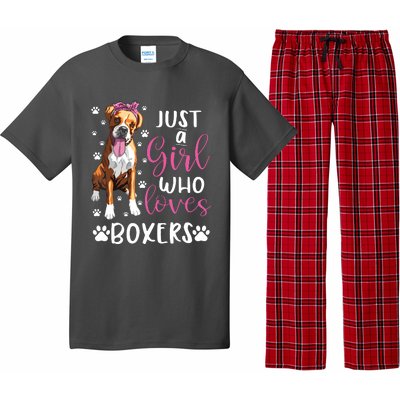 Boxer Just A Girl Who Loves Boxers Dogs Lover Girl Gift Pajama Set