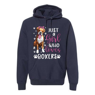 Boxer Just A Girl Who Loves Boxers Dogs Lover Girl Gift Premium Hoodie