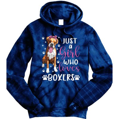 Boxer Just A Girl Who Loves Boxers Dogs Lover Girl Gift Tie Dye Hoodie