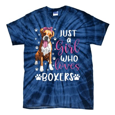 Boxer Just A Girl Who Loves Boxers Dogs Lover Girl Gift Tie-Dye T-Shirt