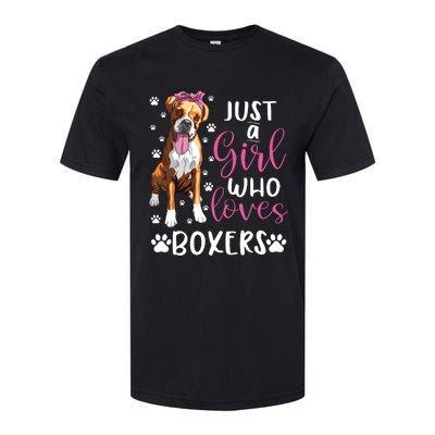 Boxer Just A Girl Who Loves Boxers Dogs Lover Girl Gift Softstyle CVC T-Shirt