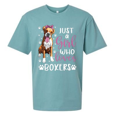 Boxer Just A Girl Who Loves Boxers Dogs Lover Girl Gift Sueded Cloud Jersey T-Shirt