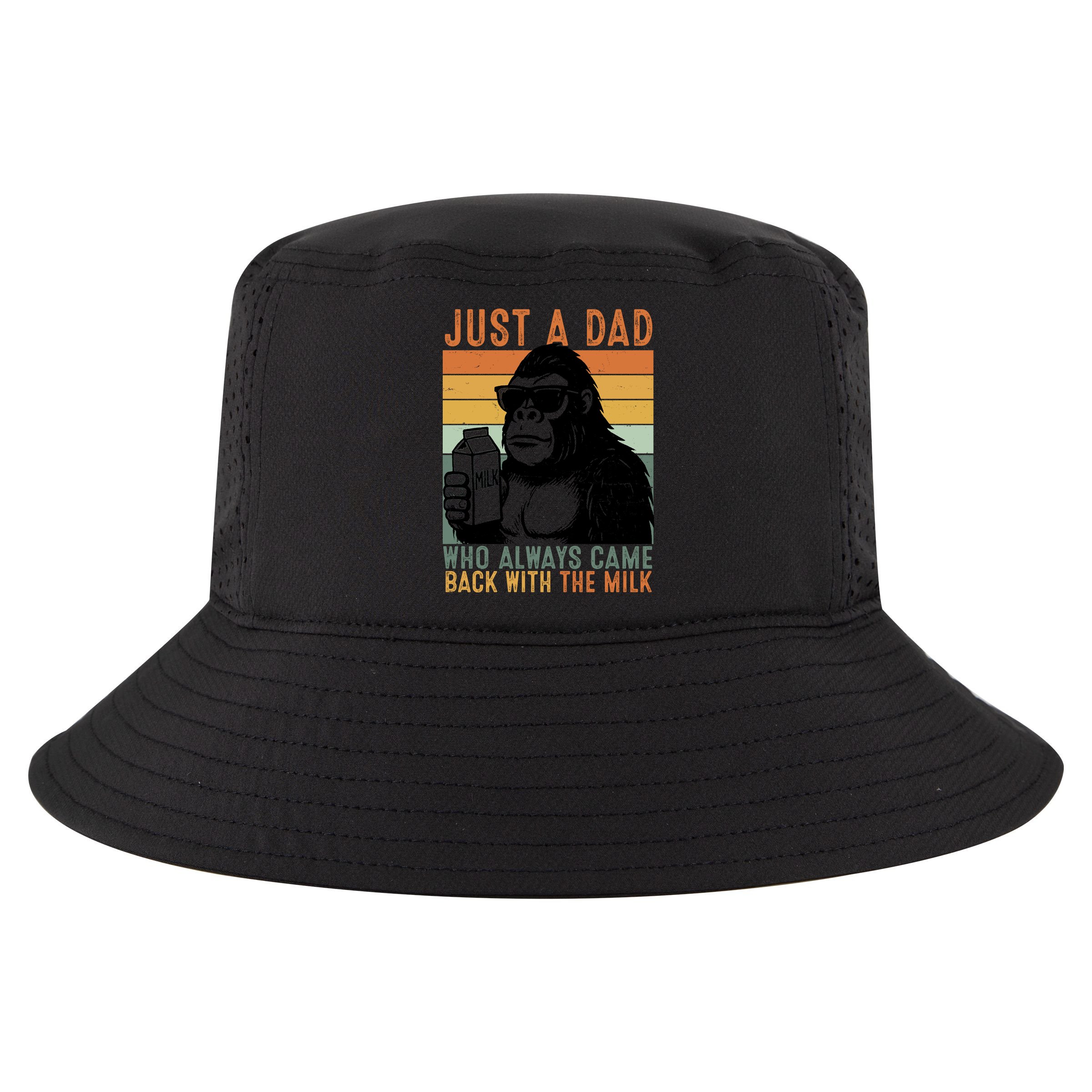 Bigfoot Just A Dad Who Always Came Back With The Milk Cool Comfort Performance Bucket Hat