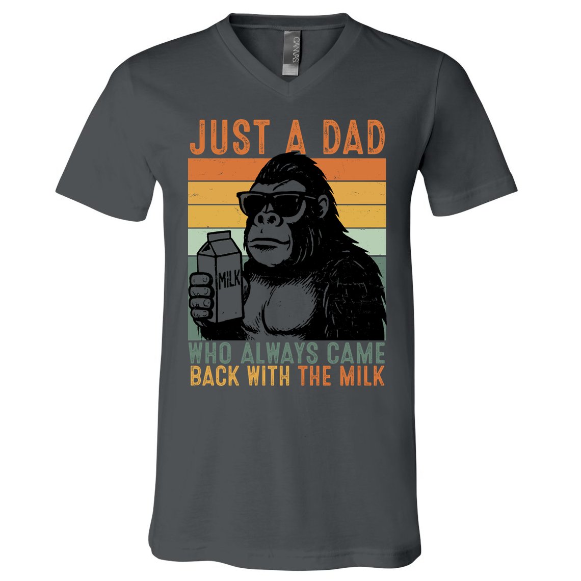 Bigfoot Just A Dad Who Always Came Back With The Milk V-Neck T-Shirt