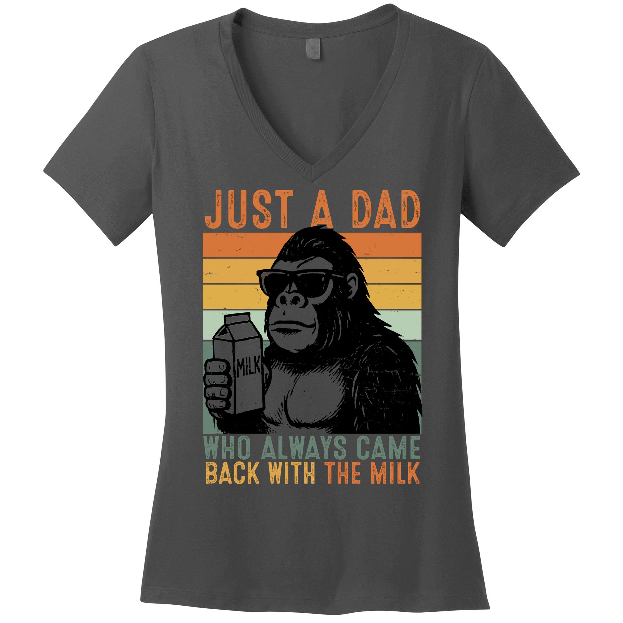 Bigfoot Just A Dad Who Always Came Back With The Milk Women's V-Neck T-Shirt