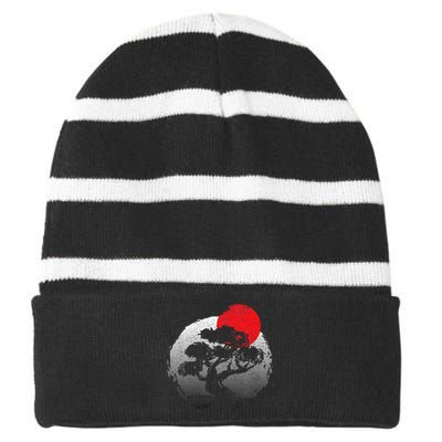 Bonsai Japanese Art Bonzai Striped Beanie with Solid Band