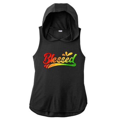 Blessed Juneteenth African American Women Ladies PosiCharge Tri-Blend Wicking Draft Hoodie Tank