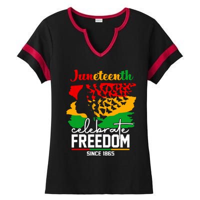 Butterfly Juneteenth African Pride Afro Black Women Ladies Halftime Notch Neck Tee