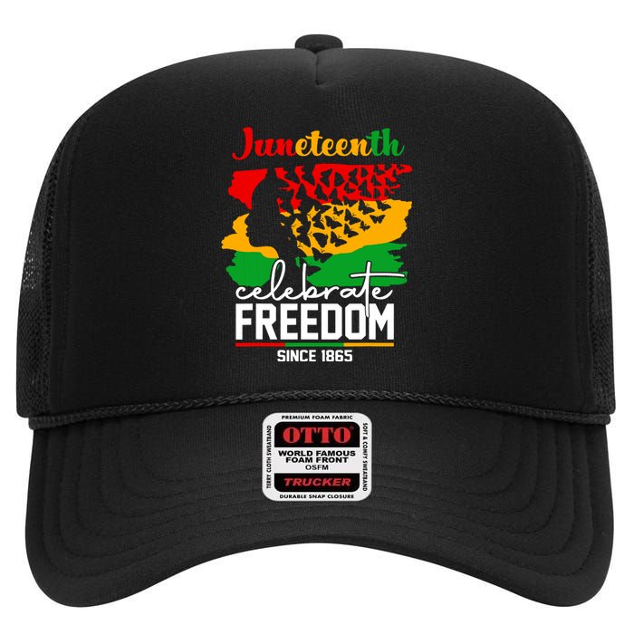 Butterfly Juneteenth African Pride Afro Black Women High Crown Mesh Back Trucker Hat