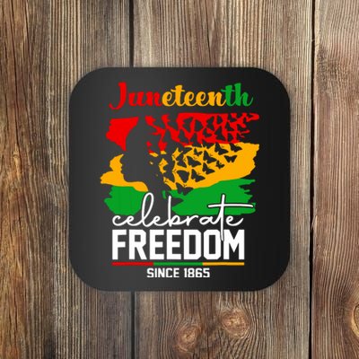 Butterfly Juneteenth African Pride Afro Black Women Coaster